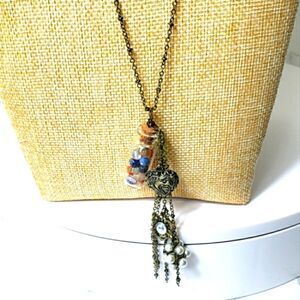 ARTISAN Boho Glass Bottle & Charm Romantic Necklace